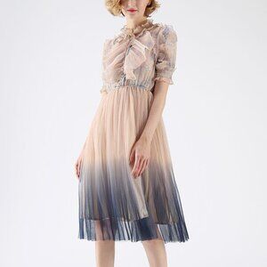 Chicwish Dress - We Know It All Gradient Pleated Mesh Tulle Dress